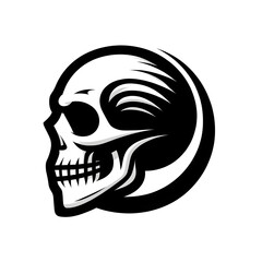 skull black and white simple minimalistic logo icon tattoo vector style illustration