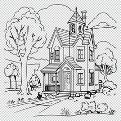 Fototapeta premium House with garden icon symbol, vector illustration on transparent background