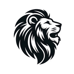 lion head black and white simple minimalistic logo icon tattoo vector style illustration