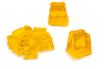 Sweet fruit jelly dessert isolated on a white background.