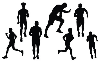 Dash Silhouettes Vector Set of Running Men, Perfect for Graphic Design