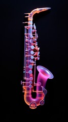 Naklejka premium Depict the subtle imperfections and wear marks on the clarinets surface neon