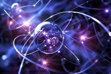 Explore the interplay of electrons and protons in a unique and imaginative way - obrazy, fototapety, plakaty