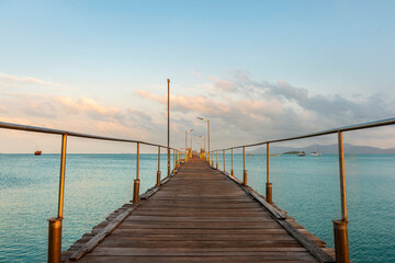 Wooden landing stage on the sea of Thailand