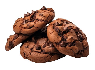Cookies chocolate chip isolated on transparent background cutout, PNG file.