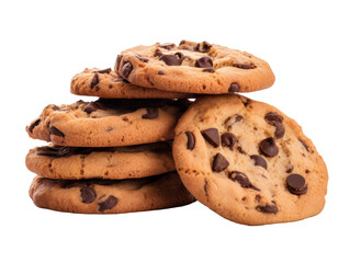 Fototapeta na wymiar Cookies chocolate chip isolated on transparent background cutout, PNG file.