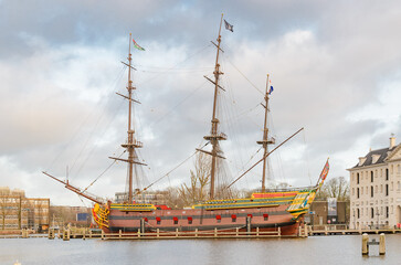 Fototapeta na wymiar Replica of VOC Ship Amsterdam.