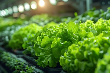 A fresh green lettuce leaf, standing out vibrantly in a garden, symbolizes a beacon of health and freshness This image captures the essence of nutrition and organic living, where the lettuce, a key in