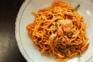 カフェで提供された美味しそうなナポリタンの写真