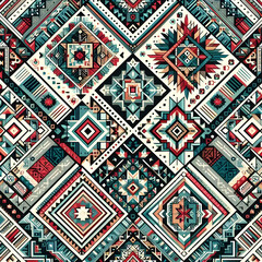 Seamless Ethic Pattern Tribal Motifs Inspired by African and Nomadic Carpets and Rugs. Can be used as background, backdrop, textiles or illustration vector.