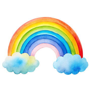 rainbow with a natural blue transparent background