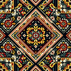 Seamless Ethic Pattern Tribal Motifs Inspired by African and Nomadic Carpets and Rugs. Can be used as background, backdrop, textiles or illustration vector.