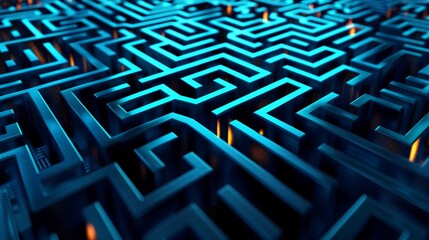Abstract digital maze, futuristic electronic background, complex circuit patterns, 16:9