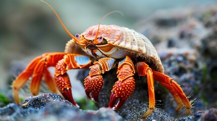 Hermit crab closeup on isolated background, Hermit crab closeup - obrazy, fototapety, plakaty