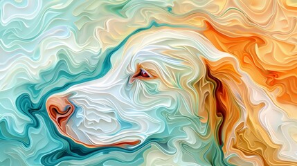 A painting of a dog with swirls and colors on it, AI