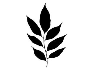 Branch with leaves silhouette vector art