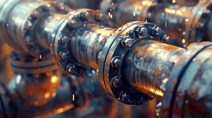 A close up of a bunch of pipes that are all rusted, AI - Powered by Adobe