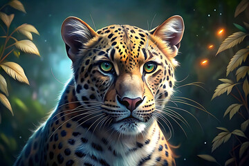 portrait of a leopard generative Ai