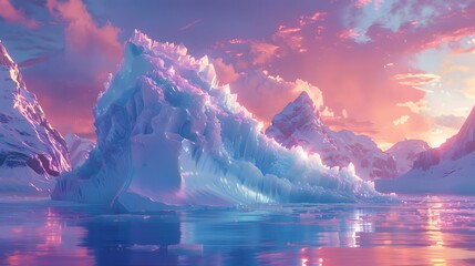 majestic sunrise paints the sky above snow-capped mountains reflected in a still lake - obrazy, fototapety, plakaty