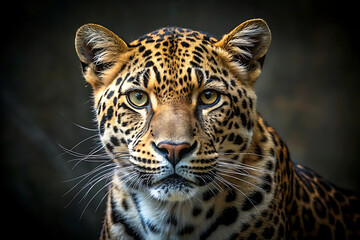 Obraz premium close up portrait of a leopard generative ai