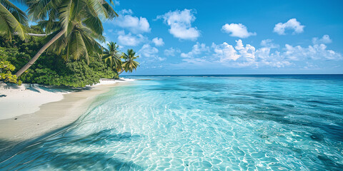 Tropical beach in the Maldives - obrazy, fototapety, plakaty