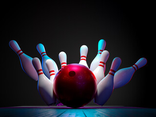 bowling ball hitting pins