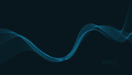 Abstract vector background with blue wavy lines. Blue wave background. Blue lines vector illustration. Curved wave. Abstract wave element for design.
