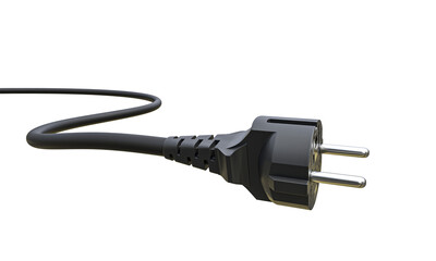 Black electric plug isolated on white background
