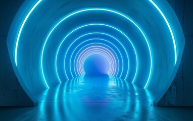 Naklejka premium An ethereal, otherworldly tunnel of vibrant neon lights, casting a mesmerizing glow and creating a dreamlike atmosphere.