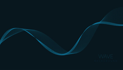 Abstract vector background with blue wavy lines. Blue wave background. Blue lines vector illustration. Curved wave. Abstract wave element for design.
