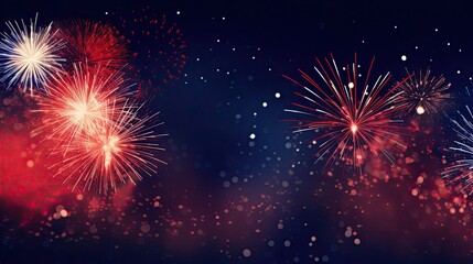 Fireworks for the 4th of July, America's day. Background with colors of Independence Day celebrations in the USA