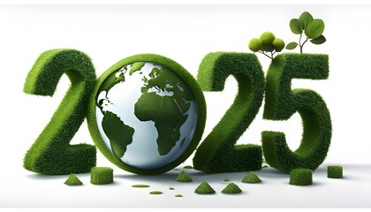 2025 New Year's Green Recycling Theme Preserve Our Planet World Earth Hour Day Banner with Copy Space