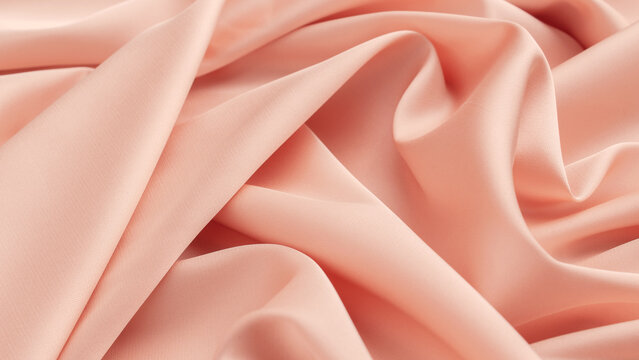 Peach silk background with drapery in the corner