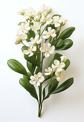  Elegant white candytuft iberis flowers on white background