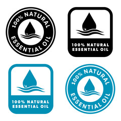 Essential Oil - 100 percent natural. Vector labels for product packaging.