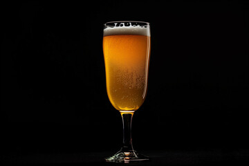 glass of beer on black background