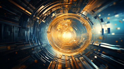 Future technology mysterious metal energy ring concept background