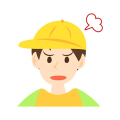 黄色いキャップを被った怒る男の子の顔。フラットなベクターイラスト。
Angry boy’s face wearing a yellow cap. Flat vector illustration. - obrazy, fototapety, plakaty