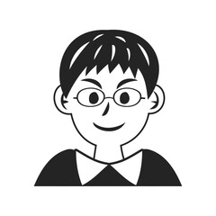 眼鏡をかけた男の子の顔。フラットなベクターイラスト。
Boy's face wearing glasses. Flat vector illustration.