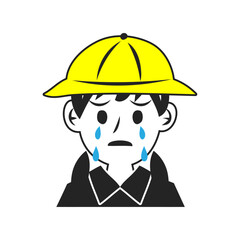 黄色い帽子を被った泣いている女の子の顔。シンプルなベクターイラスト。
Crying girl's face wearing a yellow hat. Simple vector illustration.