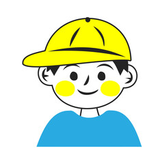 黄色いキャップを被った男の子の顔。シンプルなベクターイラスト。
Boy's face wearing a yellow cap. Simple vector illustration. - obrazy, fototapety, plakaty