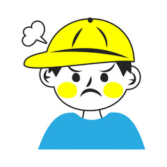 黄色いキャップを被った怒る男の子の顔。シンプルなベクターイラスト。
Angry boy's face wearing a yellow cap. Simple vector illustration. - obrazy, fototapety, plakaty