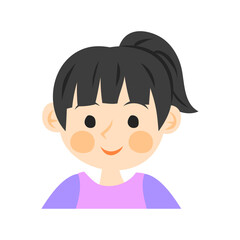 ポニーテールの女の子の顔。フラットなベクターイラスト。
Girl's face with a ponytail. Flat vector illustration.