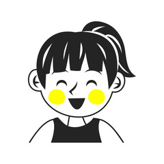 笑うポニーテールの女の子の顔。シンプルなベクターイラスト。
Laughing girl's face with a ponytail. Simple vector illustration.