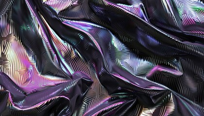 close-up holographic crumpled fabric
