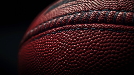 Close-up image showcasing the detailed texture of a basketball with emphasis on the dimples and black seams