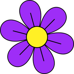 Flower with Purple Petals and Yellow Center
