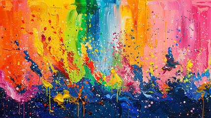 Fototapeta premium Colorful splashes and abstract patterns. Vibrant digital art. Modern abstract concept. Design for posters and album covers. Dynamic composition