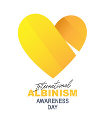 Heart with yellow ribbon inside. International Albinism Awareness Day. Symbol of a rare non-contagious genetic inherited condition.