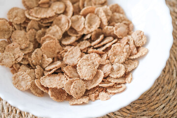 White Bowl Filled With Cereal on Table
